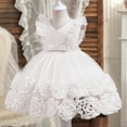 thumbnail image 2 of FAOWME Child Girls Tulle Pageant Dress Party Fly Sleeve Lace Embroidery Flowers Gown Dresses White 3-4 Years, 2 of 5