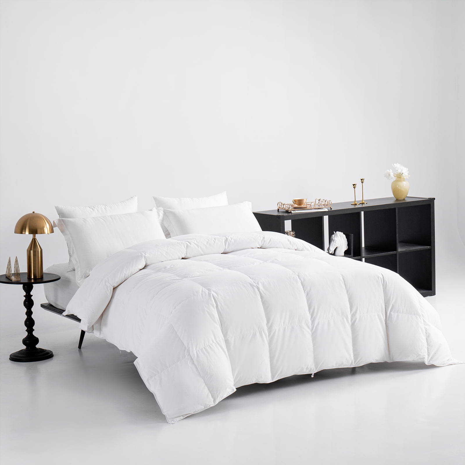 Goose Down Comforter Queen Size, Feather Down Comforter for All Seasons
