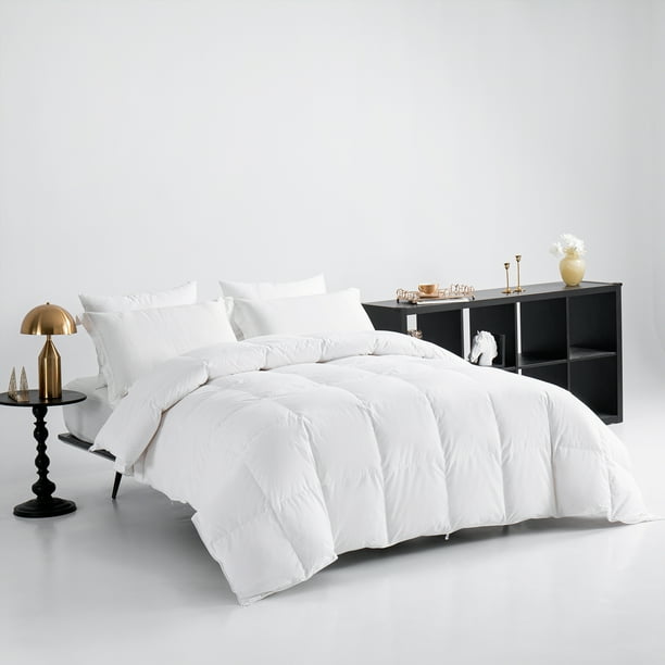 Goose Down Comforter Queen Size, Feather Down Comforter for All Seasons