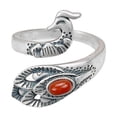 thumbnail image 4 of Anillo de pavo real de plata simple, tridimensional, retro, simple, con boca abierta, joyería desgastada, línea de gancho con anillo de línea, 4 of 6