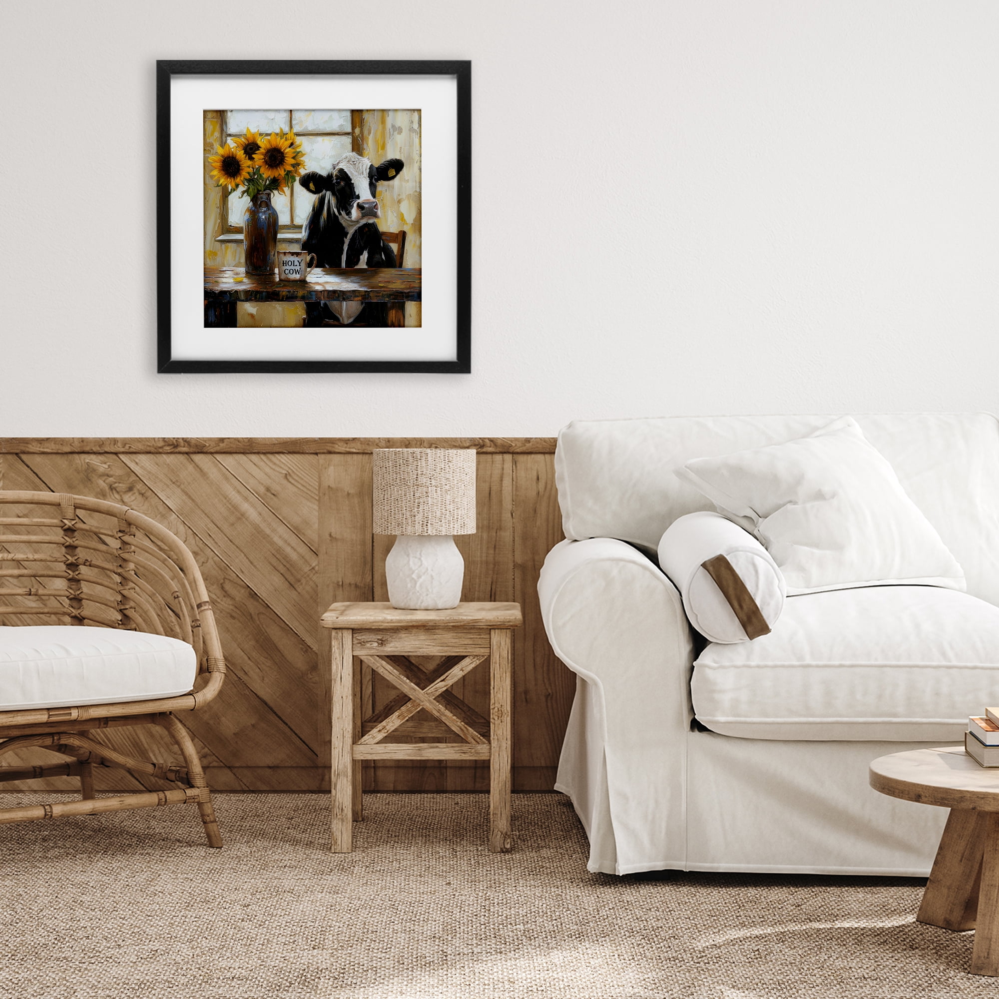 Stupell Industries Holy Cow Rustic Farm Table Black Framed Print Under Glass, design by Tina LeCour