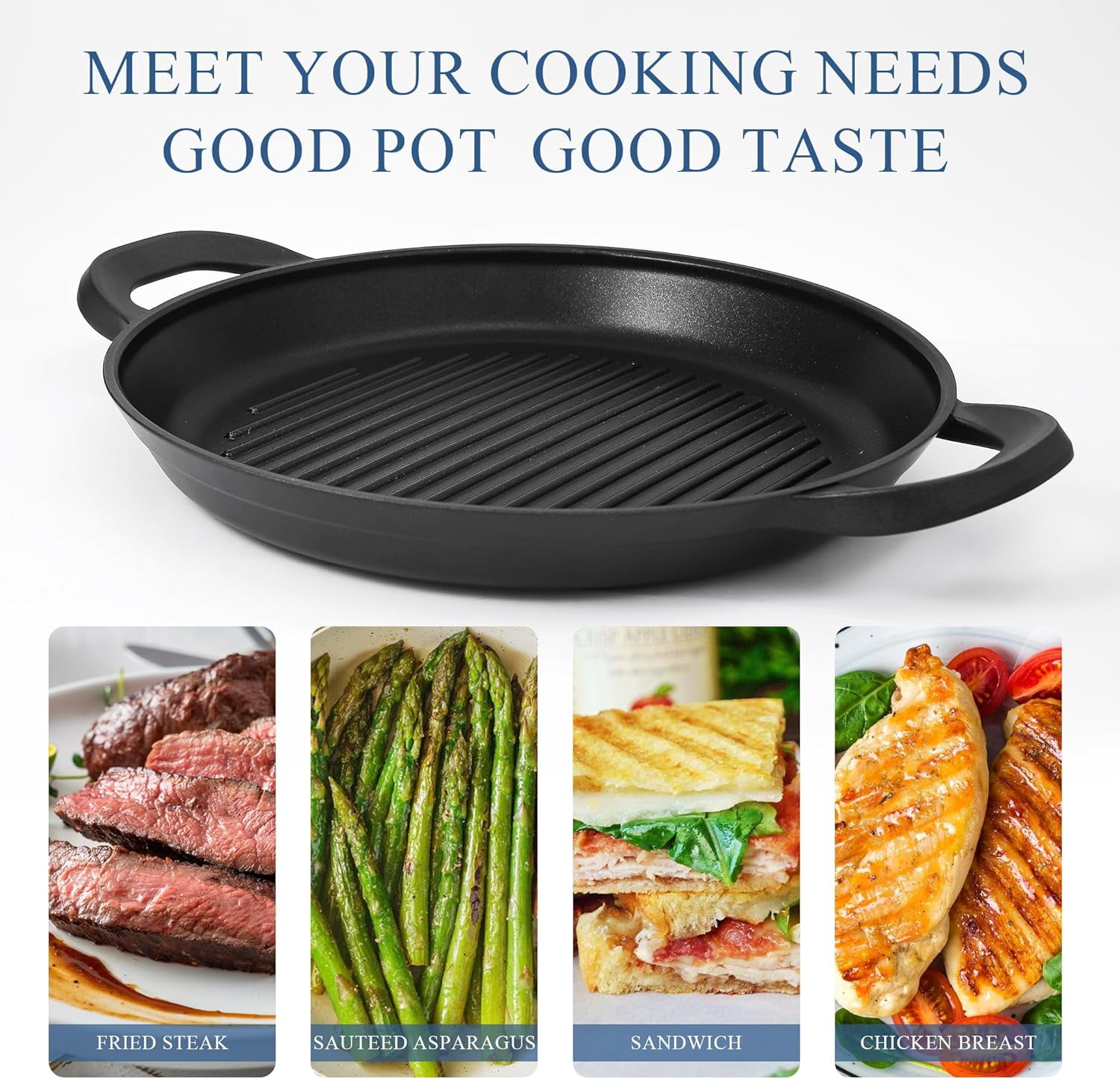 Nonstick Grill Pan for Stove tops | 13.0" Skillet with Lid, Induction Compatible, Dishwasher & Oven Safe