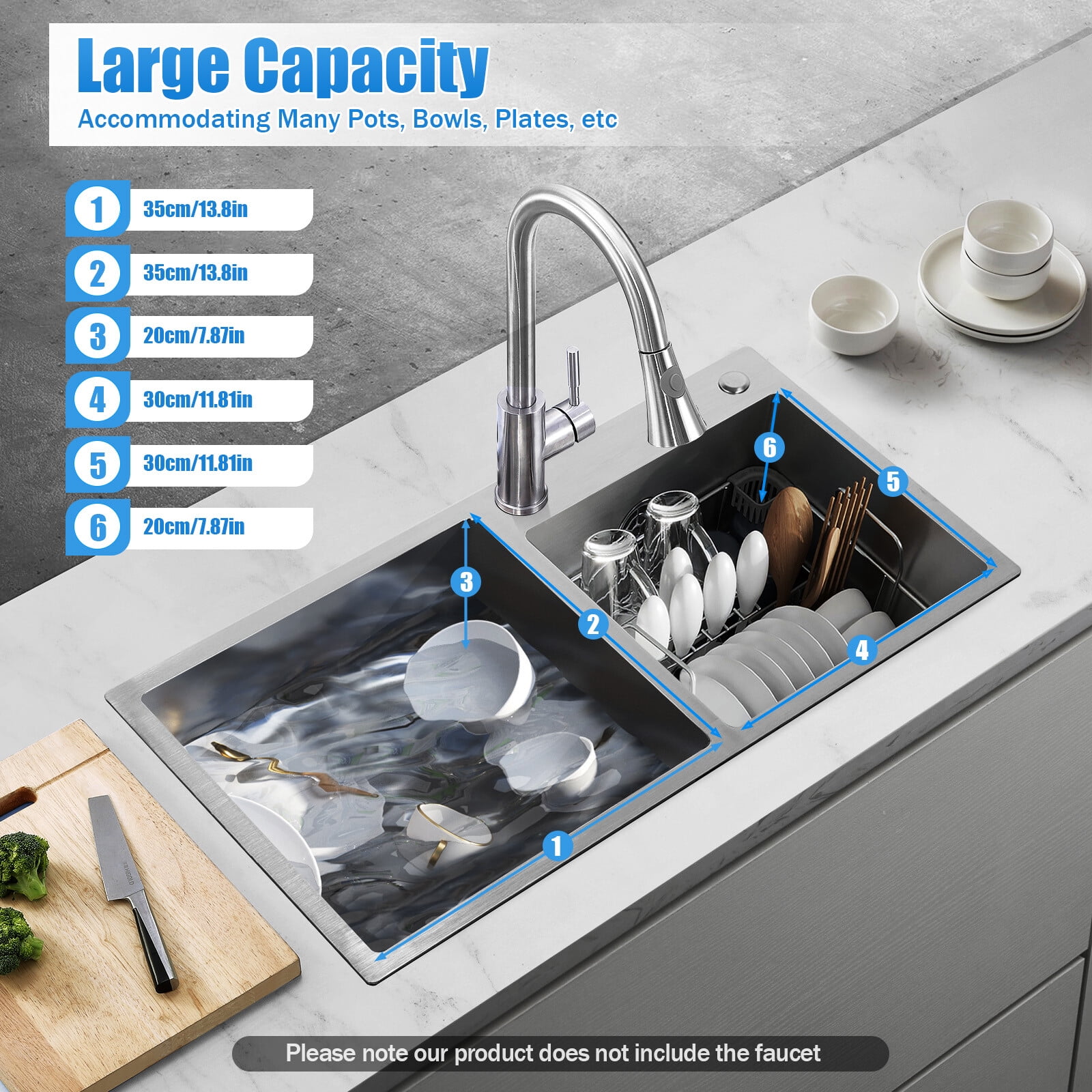 33 Inch Double Bowl Stainless Steel Kitchen Sink, Top/Undermount with Soundproof Pads & Anti-Condensation Coating, Silent Workstation for Easy DIY Installation, Includes Drain Kit