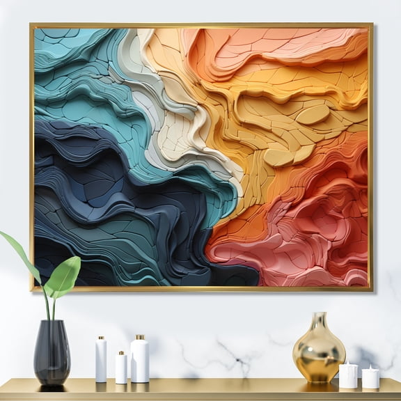Designart "Organic Forms of Biomorphism IV" Modern Floater Framed Wall Art Print