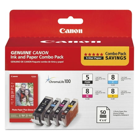 UPC: 0660685020412 | Canon PGI-5/CLI-8 Black  Cyan  Magenta & Yellow 4 Ink Combo Pack with Photo Paper