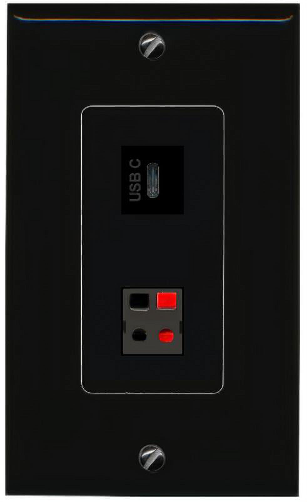 2 Port Black Decorative Jack Passthrough Keystone SPEAKER USBC Wall