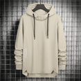 thumbnail image 2 of Fgnfyis Mens Hooded Sweatshirt Casual Long Sleeve Drawstring Knit Pullover Hoodies Mens Hoodies Beige XL, 2 of 4