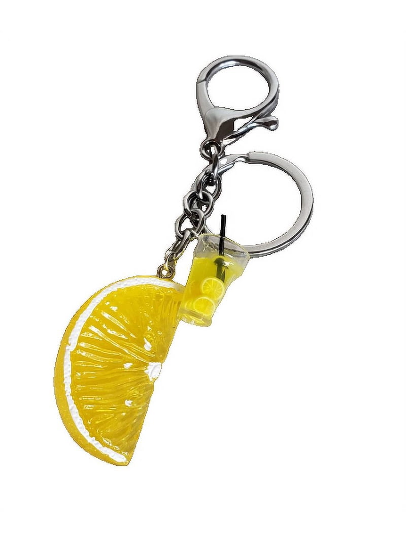 Adult's Lemon Slice Keychain, Tiny Lemonade Drink, Eye-Catching
