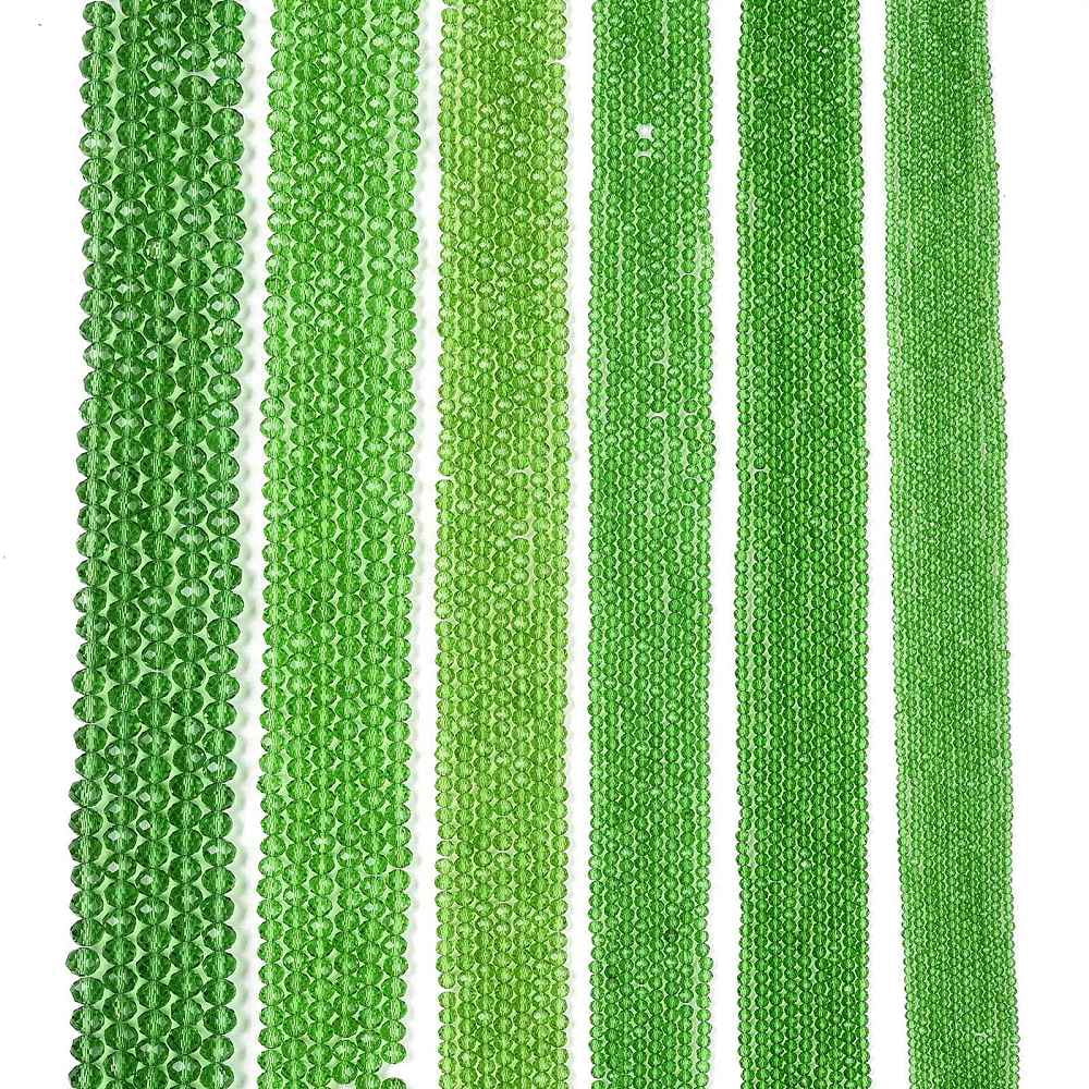 20 strand Glass Beads Strands Faceted Rondelle Lime 8x6mm Hole: 1mm 64~65pcs/strand 15.75~16.14 inch(40~41cm)