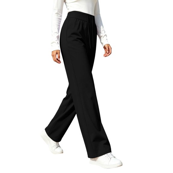 Sevevn Women's Drawstring High Waist Wide Leg Casual Lounge Pants with Side Pockets