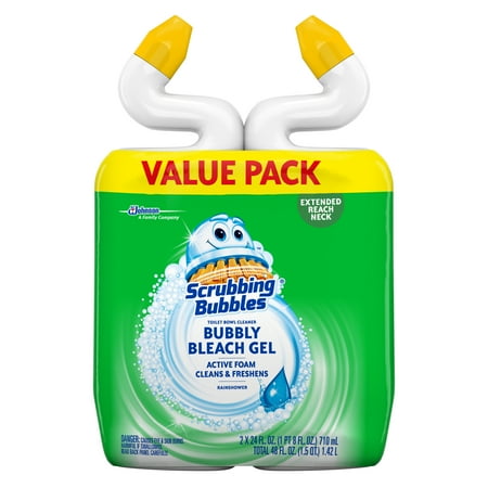 Scrubbing Bubbles Bubbly Bleach Gel Toilet Bowl Cleaner, Rainshower, 24 oz, 2 (Best Cleaner For Plastic Shower)
