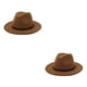 thumbnail image 3 of Sonducket Sombreros con hebilla de cinturón Otoño Invierno sólido ala ancha gorras de lana cálida mujeres hombres niños boda Iglesia fiesta Caqui 58cm 2piezas, 3 of 6