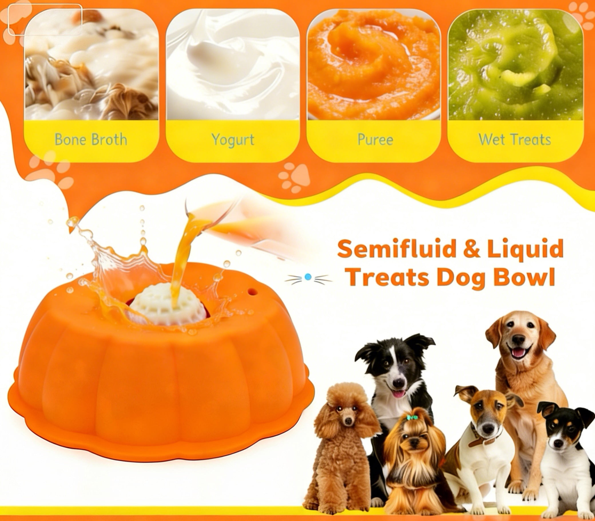 Dog Slow Feeder, Wet Food Liquid Treat Bowl, Anti-Slip Stable Bone Broth Dog Lick Bowl for All Breeds
