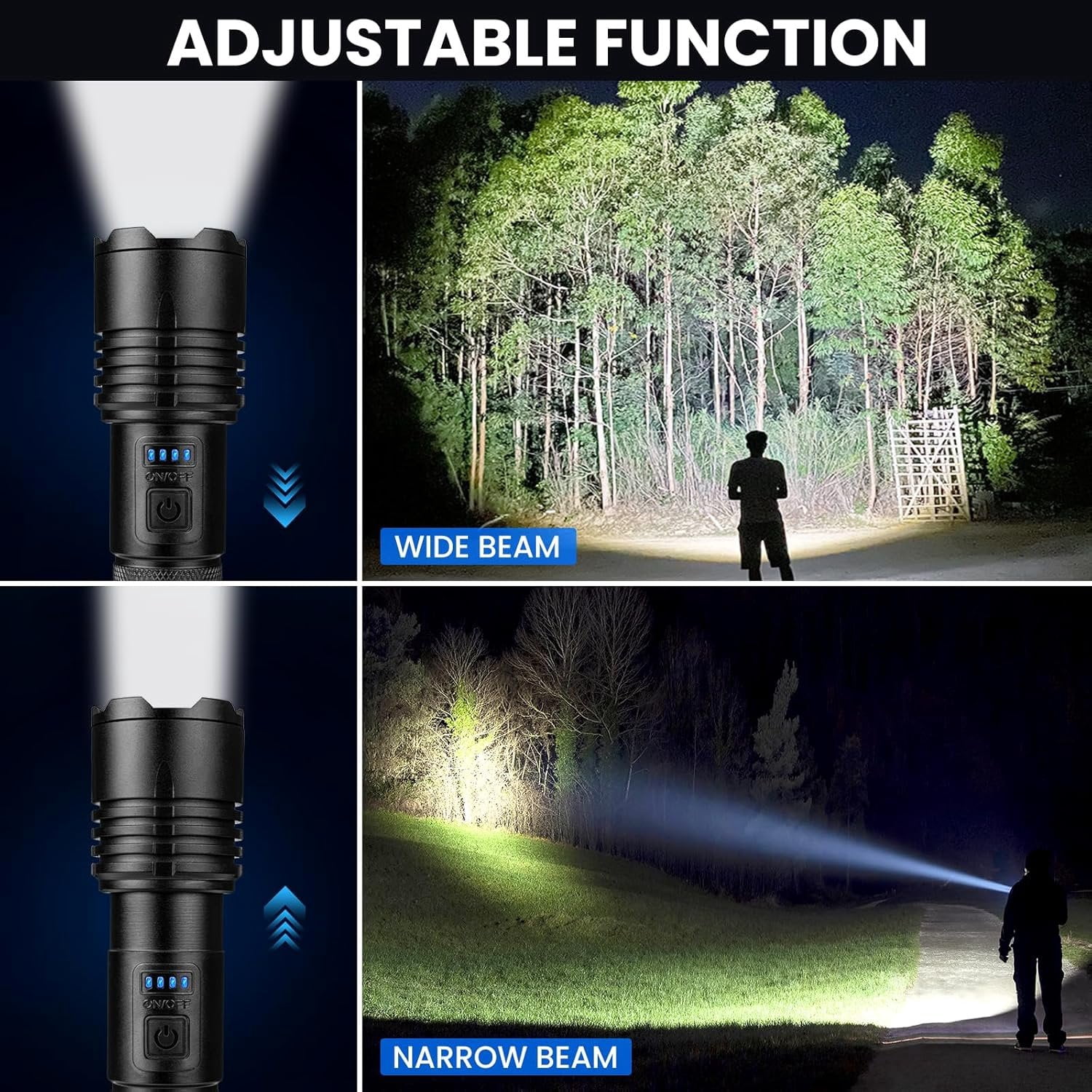 Rechargeable LED Flashlights High Lumens, 990,00 Lumen Super Bright Flashlight with 5 Modes,   Handheld Flash Light, Multifunctional Flashlight for  Camping Hiking