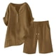 thumbnail image 3 of Conjunto de 2 piezas para mujer: blusa de pierna ancha y pantalones elásticos, cuello en V, ropa informal para el día a día, para todas las estaciones, tallas S/XXXXXL, 3 of 4