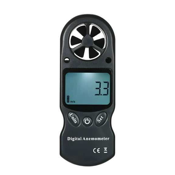 GJX 8 In 1 Handheld Digital Anemometer Wind Speed/Temperature/Humidity/Wind Chill/Heat Index/Dew Point/Barometric Pressure/Altitude Meter With LCD Backlight Black