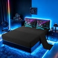 thumbnail image 5 of meiyoeat Neon Twin Bedding Sets for Boys, Sci-Fi Purple Cyan Gaming Bedding Comforter Set, Black Reversible 7-Piece, 5 of 6