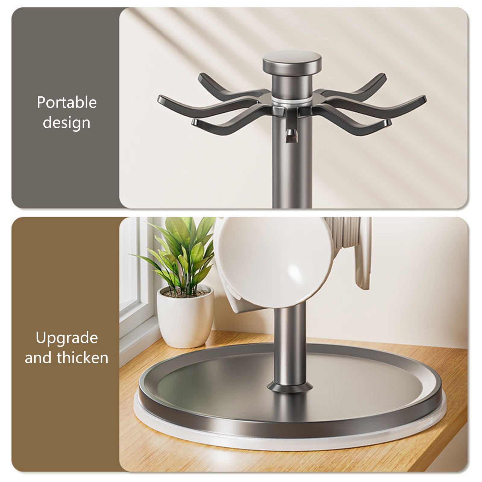 Yhmxh Kitchen Utensil Hanger Stainless Steel Utensil Holder Rotatable Cooking Utensils Holder with 8 Rotating Hooks, Hanging Spoon Spatula Holder Storage Rack, Hanging Organizer for Spoon, Spatula