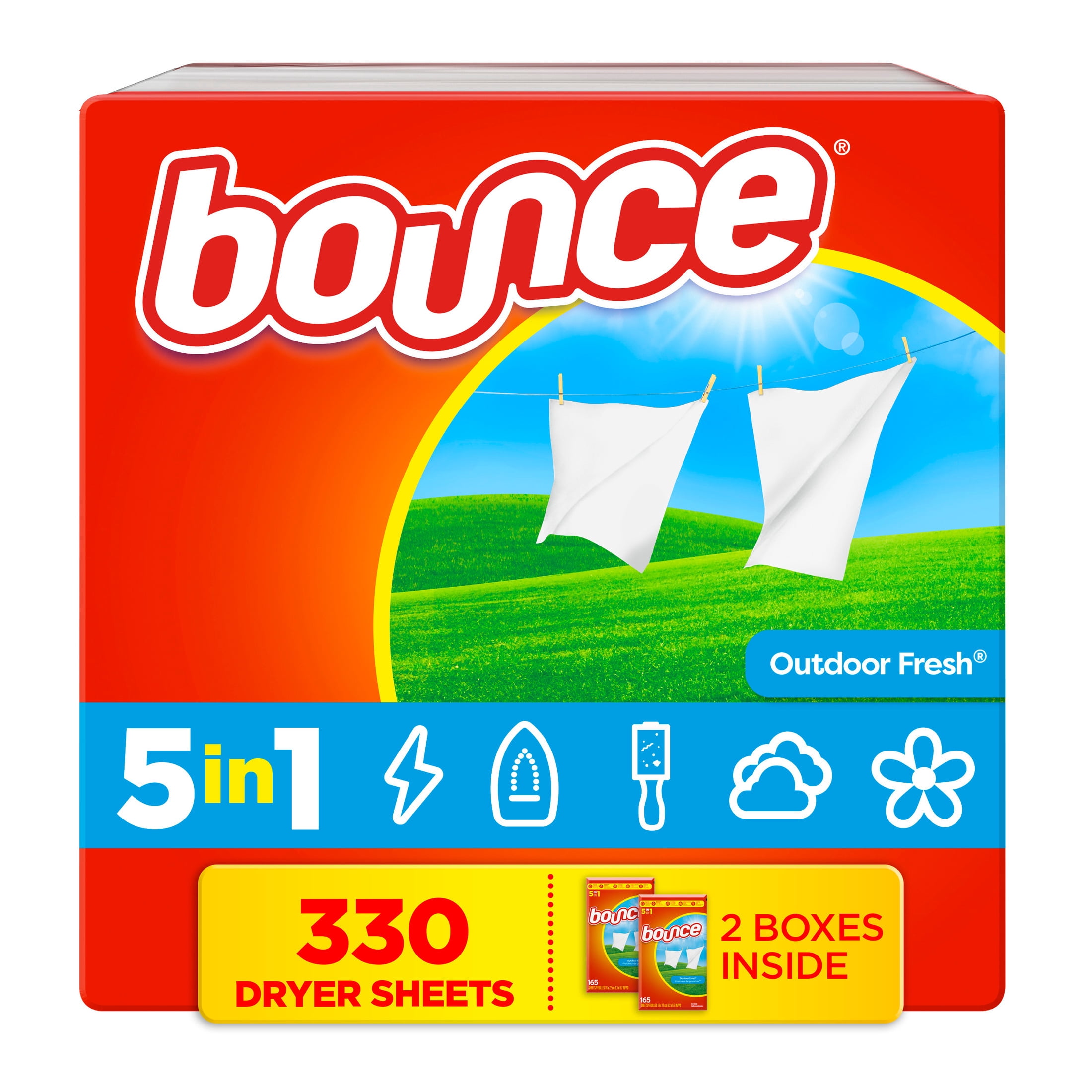 (3 pack) Bounce Dryer Sheets, Outdoor Fresh Scent, 330 Count