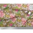 thumbnail image 2 of Soimoi polyester Crepe Fabric Leaves & Peony Floral Printed Fabric 1 Yard 42 Inch Wide, 2 of 3