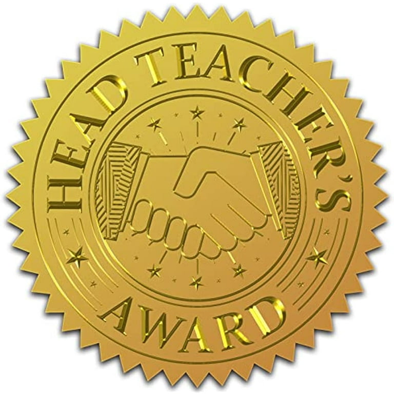 25 Sheet Gold Foil Sticker Head Teacher's Award Certificate Seals Gold  Embossed Round Embossed Foil Seal Stickers 