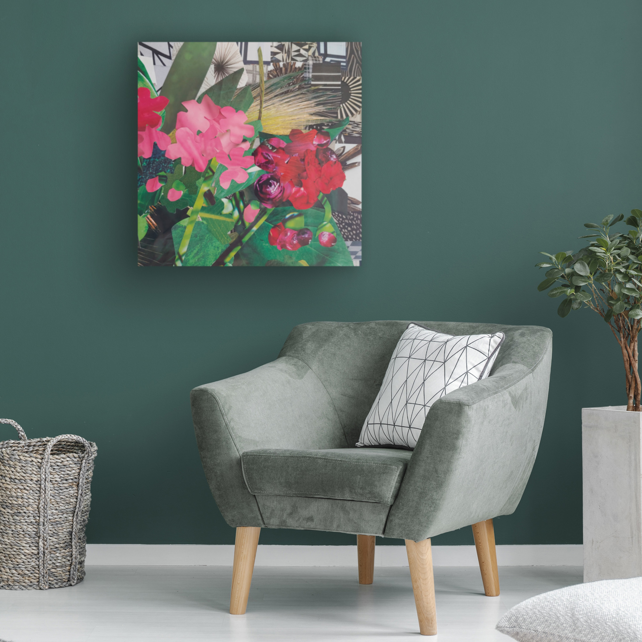Canvas Wall Art - Coco Good 'Poolside Geraniums II' Wall Art for Living Room, Bedroom, or Office Décor by Trademark Fine Art - 14 x 14 Inches