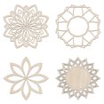 thumbnail image 1 of Mandala Wooden Wall Art Set of 4, Flower Petal Bloom Summer Themed Folk, Birch Wood Plywood Rustic Wall Art Accent for Hallway Bedroom Living Room and Offices, 11,4" X 11,4" X 0.1", by Ambesonne, 1 of 1