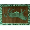 thumbnail image 1 of Ahgly Company Machine Washable Indoor Rectangle Animal Turquoise Blue Traditional Area Rugs, 2' x 3', 1 of 4