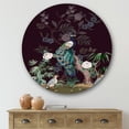 thumbnail image 2 of Designart 'Chinoiserie With Peonies and Birds V' Traditional Circle Metal Wall Art 29x29 - Disc of 29, 2 of 5