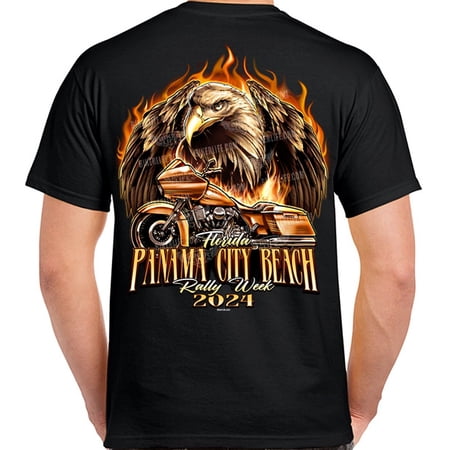 2024 Panama City Beach Rally Week Freedom Flame Bagger Biker T-Shirt