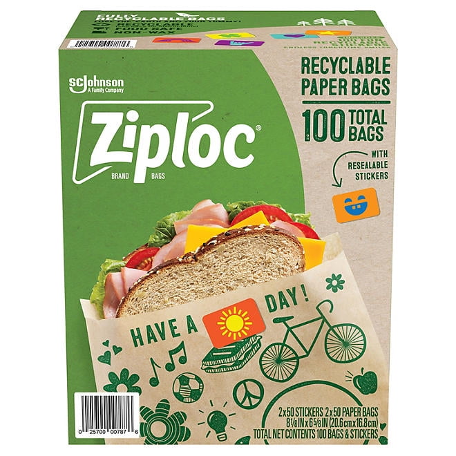 ziploc paper sandwich bag resealable 100 bags