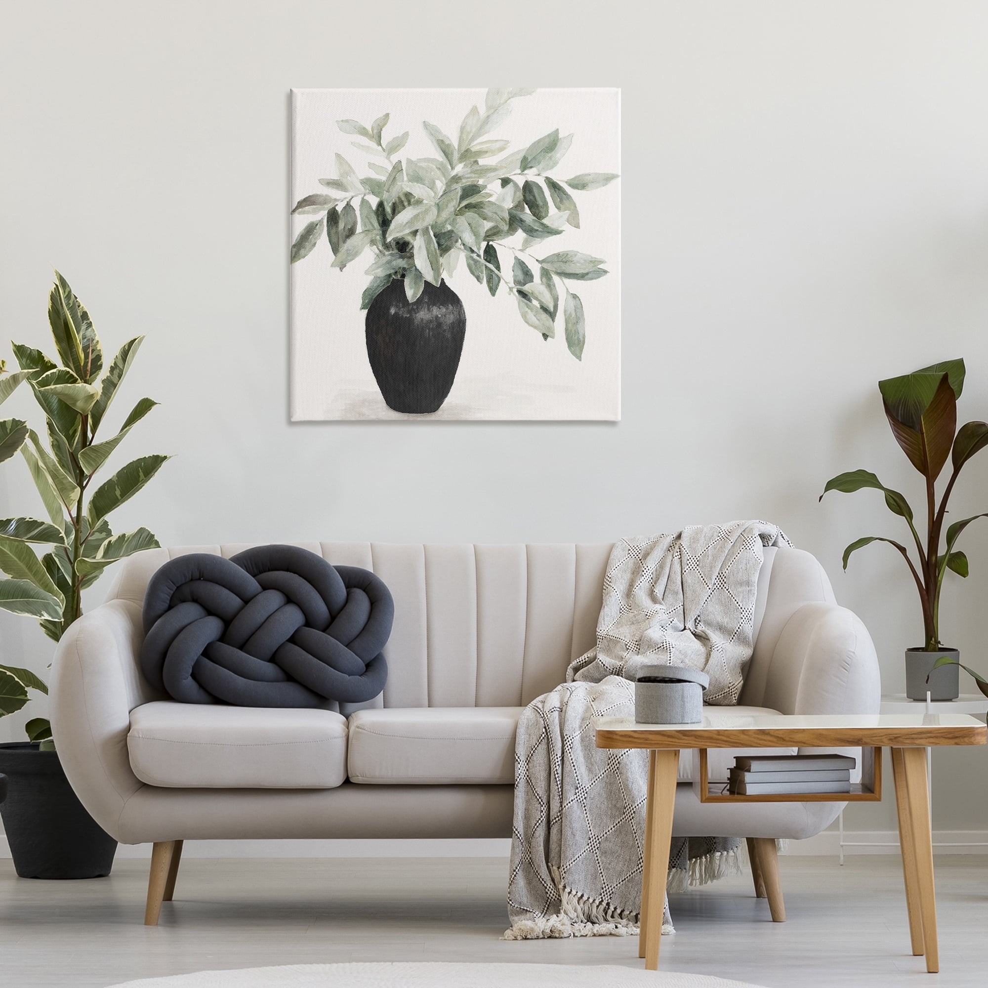 Stupell Industries Plant in Black Vase Botanical & Floral Painting Gallery Wrapped Canvas Art Print Wall Art, 30 x 30