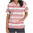 thumbnail image 2 of Holiday Gifts! Titcea Christmas Scrub Tops Women Xmas Printed Short Sleeved V Neck Scrub Tops with Pockets Lightweight Stretchy Working Uniform, 2 of 5