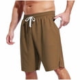 thumbnail image 3 of Men Casual Cargo Pants Joggers Elastic Waist Drawstring Pockets Breathable Lightweight Stretchy Cargo Pants Shorts Fifth Pants Daily Work Gym+ | Zenithor,Coffee L, 3 of 9