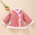 thumbnail image 2 of Gibobby Grandes NiñosNiñas pequeñas invierno manga larga cálido polar estampado de flores abrigo chaqueta ropa al libre(Rojo de la sandía, 4-5 Años), 2 of 3