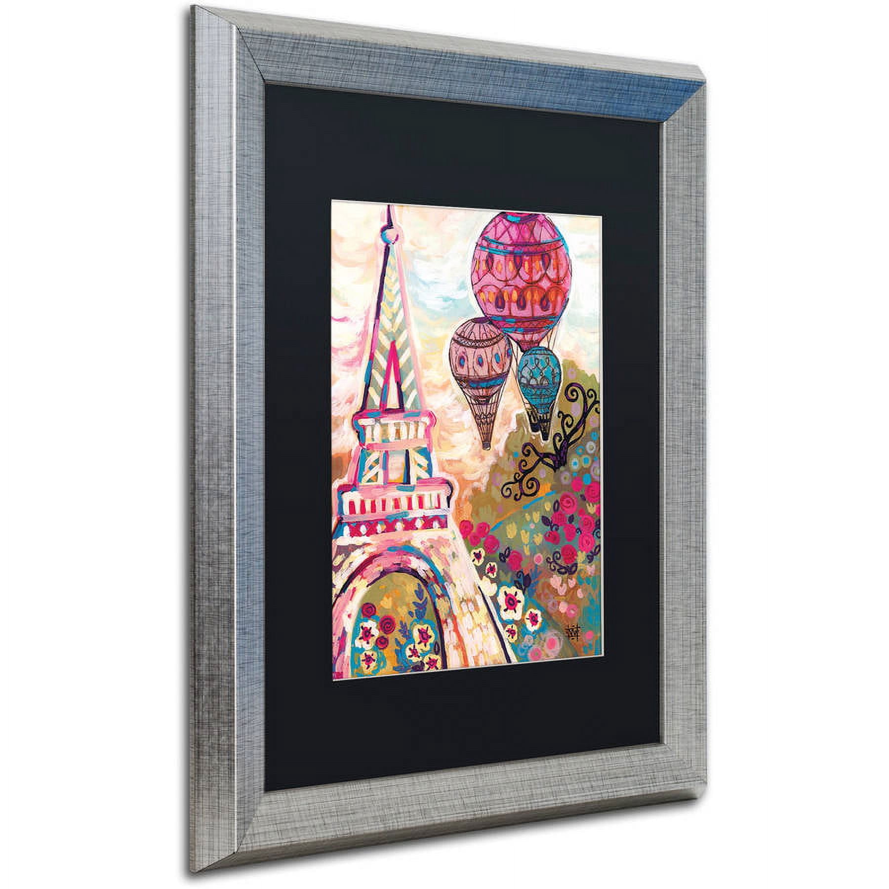 Trademark Fine Art "Ballons Sur Paris" Canvas Art by Natasha Wescoat, Black Matte, Silver Frame