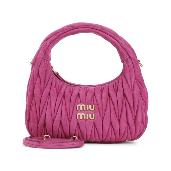 Miu Miu Women's Matelassé Suede Leather Wander Shoulder Bag Pink