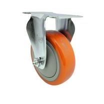 4 Inch SS Orange Polyurethane Wheel Rigid Top Plate Caster Service Caster Brand