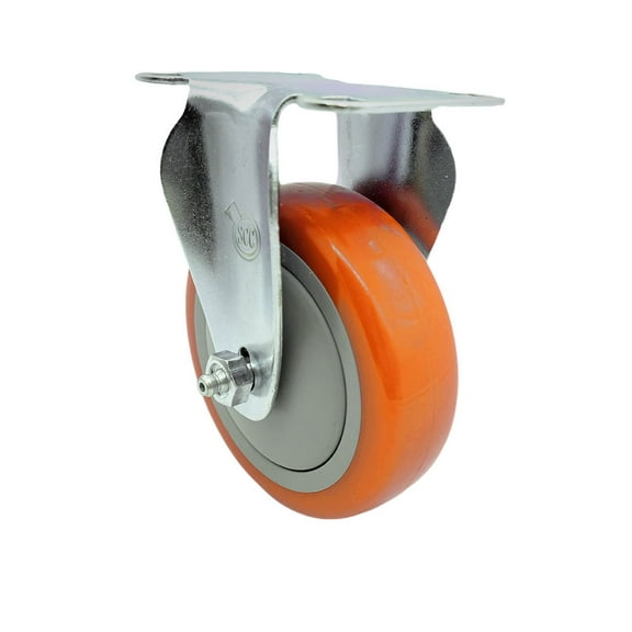 4 Inch SS Orange Polyurethane Wheel Rigid Top Plate Caster Service Caster Brand