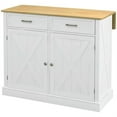 thumbnail image 3 of Demi Bonn 41" Rolling Kitchen Island with Drop Leaf, 2 Drawers, Wood Breakfast Bar, Adjustable Shelves for Dining Room Addition, White, 3 of 11