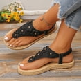 thumbnail image 6 of Yuanlong Womens Sandals Floral Toe Post Beach Sandals Elastic Ankle Strap Comfortable Outdoor Casual Thong Sandal, 6 of 9