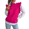thumbnail image 1 of Liacowi Women Juniors Sweater Vest Autumn Winter Casual Pullovers Outwear Ruffles Sleeveless Slim Knitwear Tops, 1 of 7