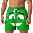 thumbnail image 3 of ibiyuan Funny Expression Graphic Mens Beach Shorts Drawstring Waist Bathing Suit Quickdry Elastic Waist Beach Swimwear Swimming Board Shorts, 3 of 5