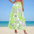 thumbnail image 2 of qolati Women's Floral Maxi Skirts Casual Elastic High Waist Ruffle Long Skirts Vintage Boho A Line Pleated Flowy Beach Ladies Skirts Green XXXL, 2 of 5