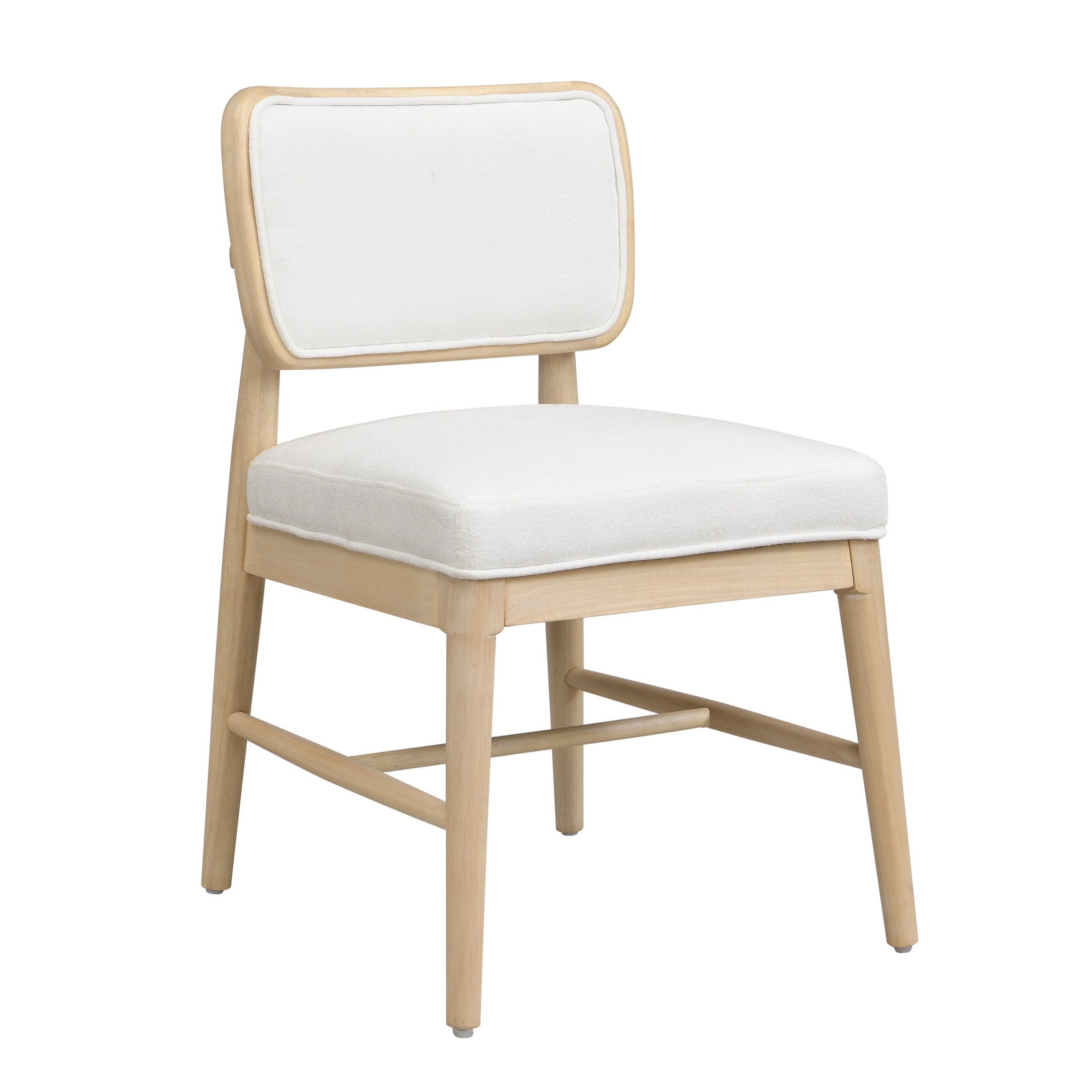 Christopher Knight Home Set of 4 Dining Chairs with Rattan Backrest, Upholstered Seat, White and Light Oak