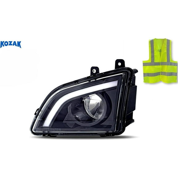Kozak LED Fog Light Black Left Driver Side Compatible with Volvo VNL 2018-2025