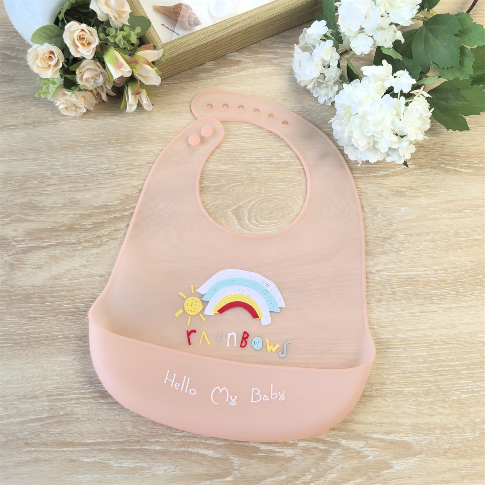 GOLDCOLIN Set of 3 Silicone Bibs for Babies & Toddlers,Soft Adjustable Bibs with Pocket Food Catcher for Baby Girl,Boy