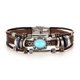 thumbnail image 4 of Pulsera de cuero con incrustaciones de turquesa Pulsera de cuero Punk Retro Oval Pulseras de viento, 4 of 4