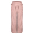 thumbnail image 4 of Besolor Wide Leg Pants for Women Casual Elastic Waist Cotton Linen Pants Solid Color Loose Comfy Lounge Trousers, 4 of 5