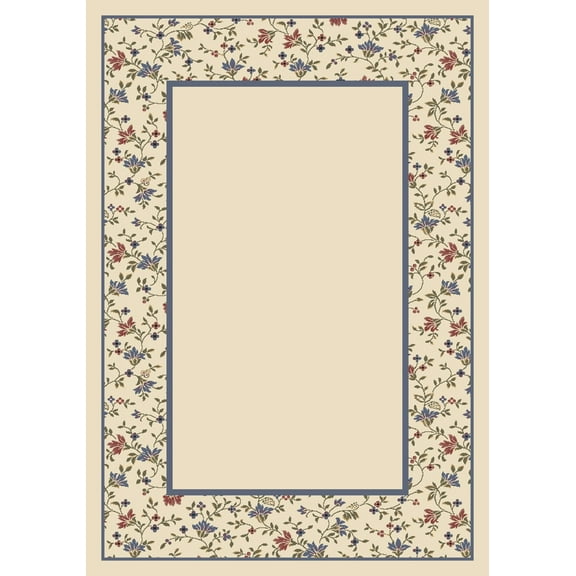 Milliken Blue Bordered Area Rug Garden Glory Opal II - Aprx 3' 10" x 5' 4"
